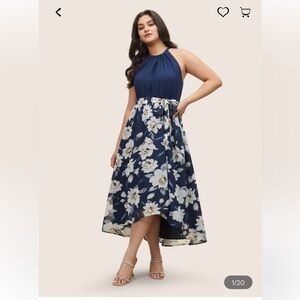 New with tags. BloomChic Floral Patchwork Halter High Low Dress